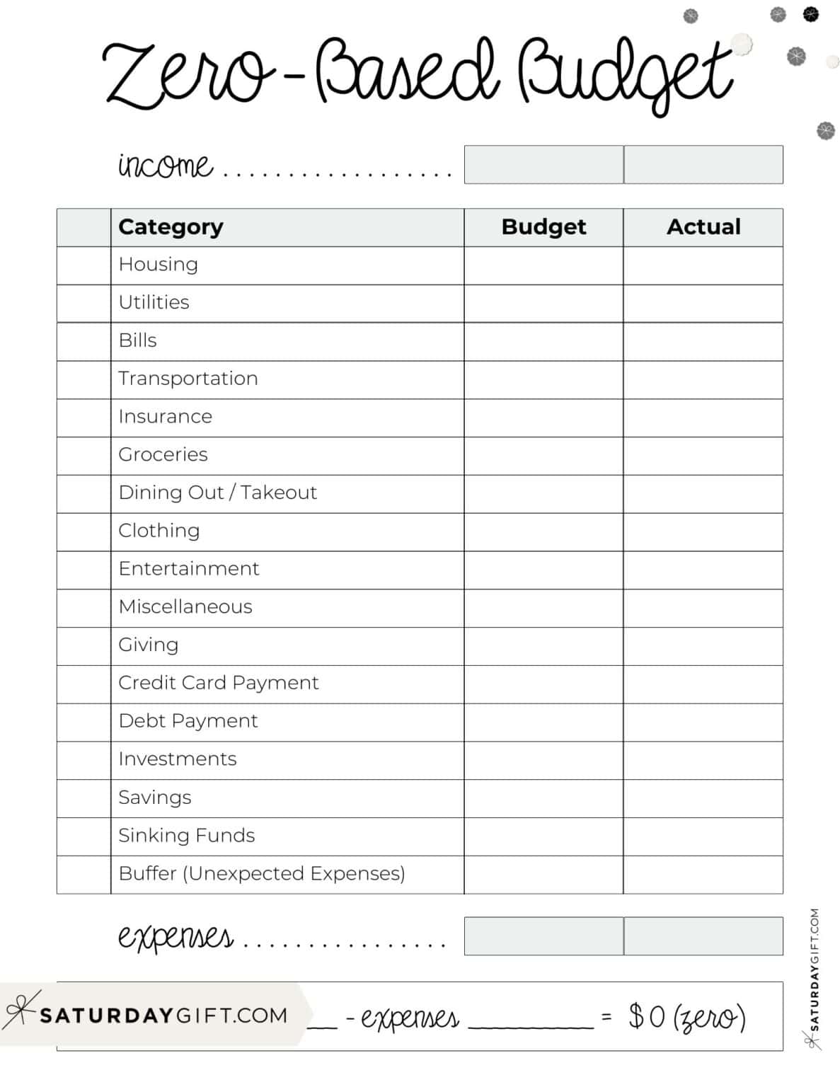 Zero-Based Budget Template - 7 Cute & Free Printables (+ Tips)