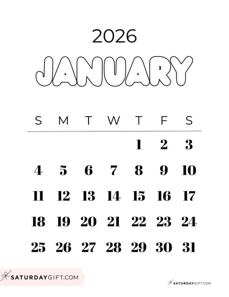 Colorful Calendar 2026 Adorable Free Printables