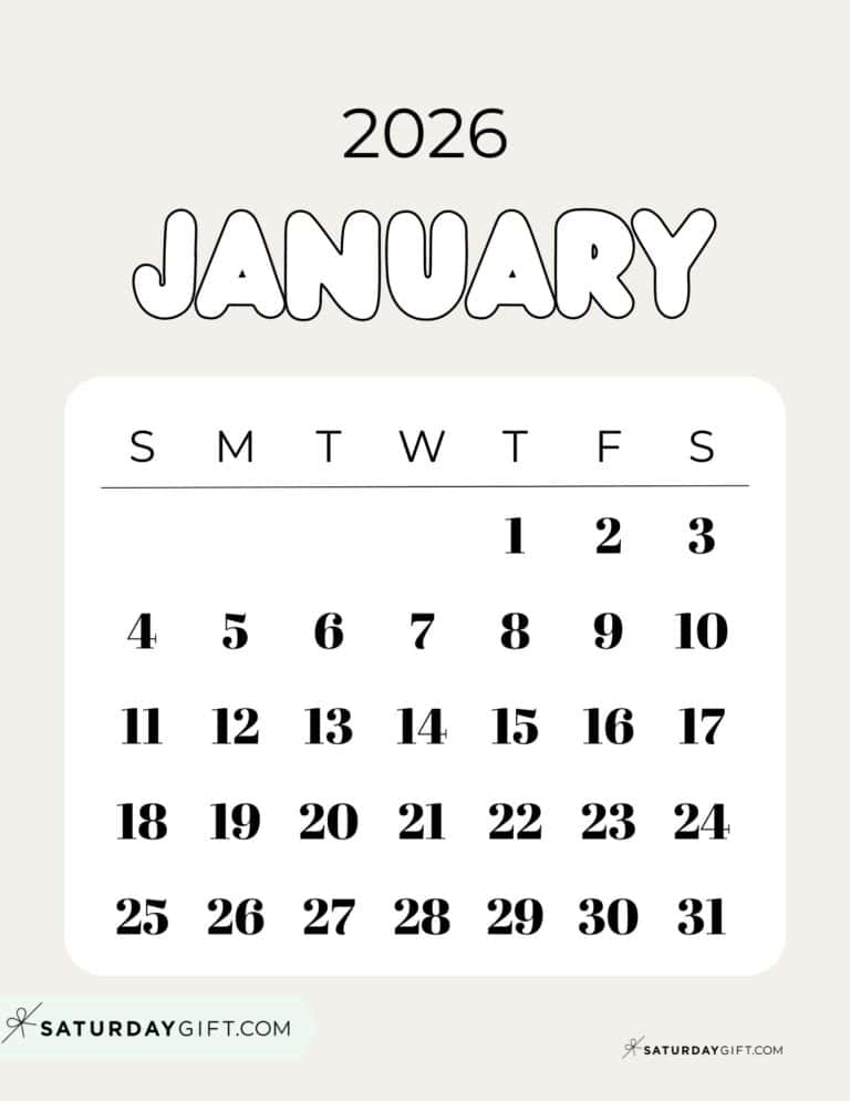 Colorful Calendar 2026 Adorable Free Printables