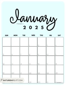 Free Printable Monthly Calendars 2025 in Cute & Aesthetic Pastel Colors