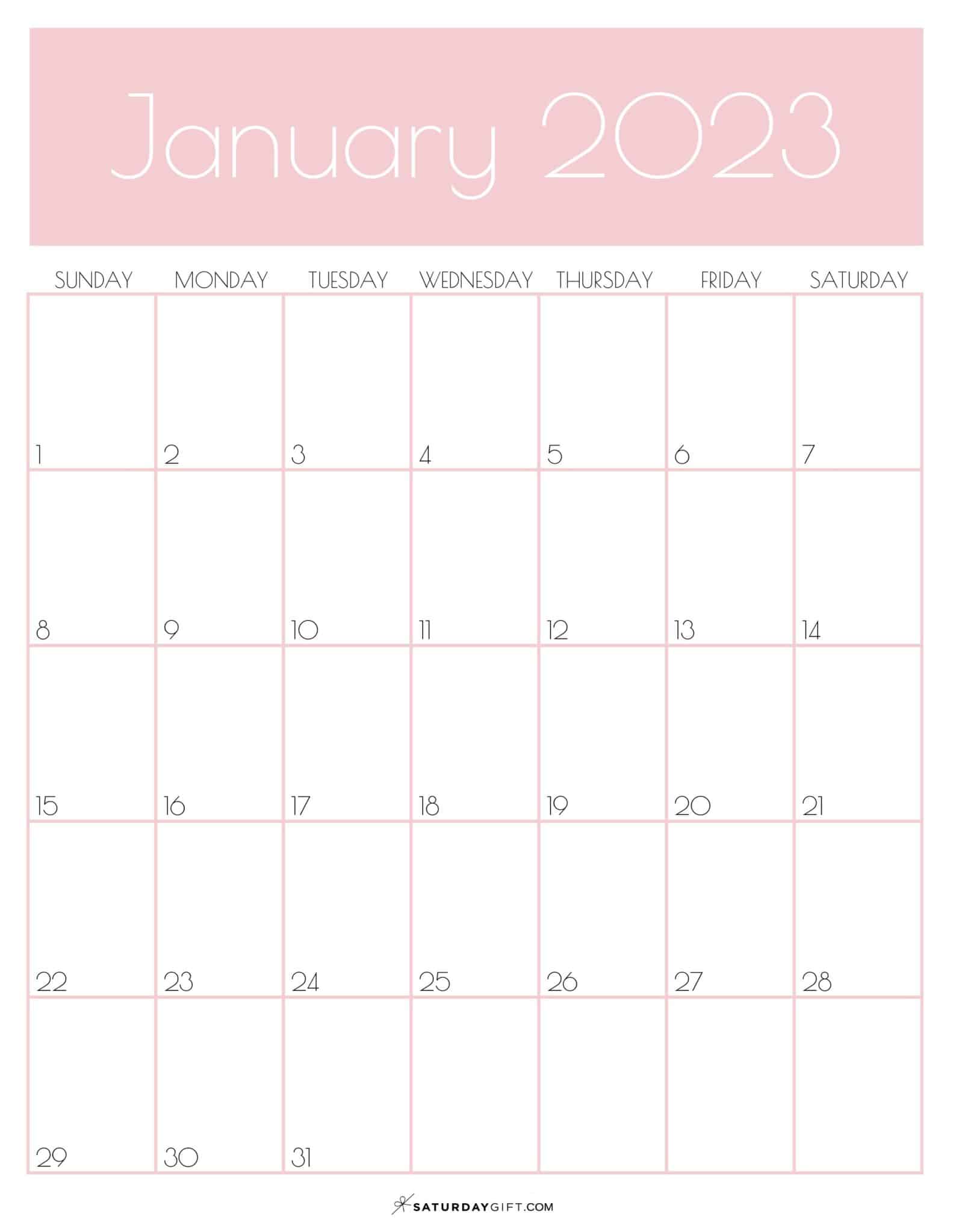 January 2023 Calendar 9 Cute & FREE Printables SaturdayGift
