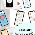 SaturdayGift January Calendar Wallpaper for iPhone - Cute & Aesthetic Free Backgrounds Pinterest Image