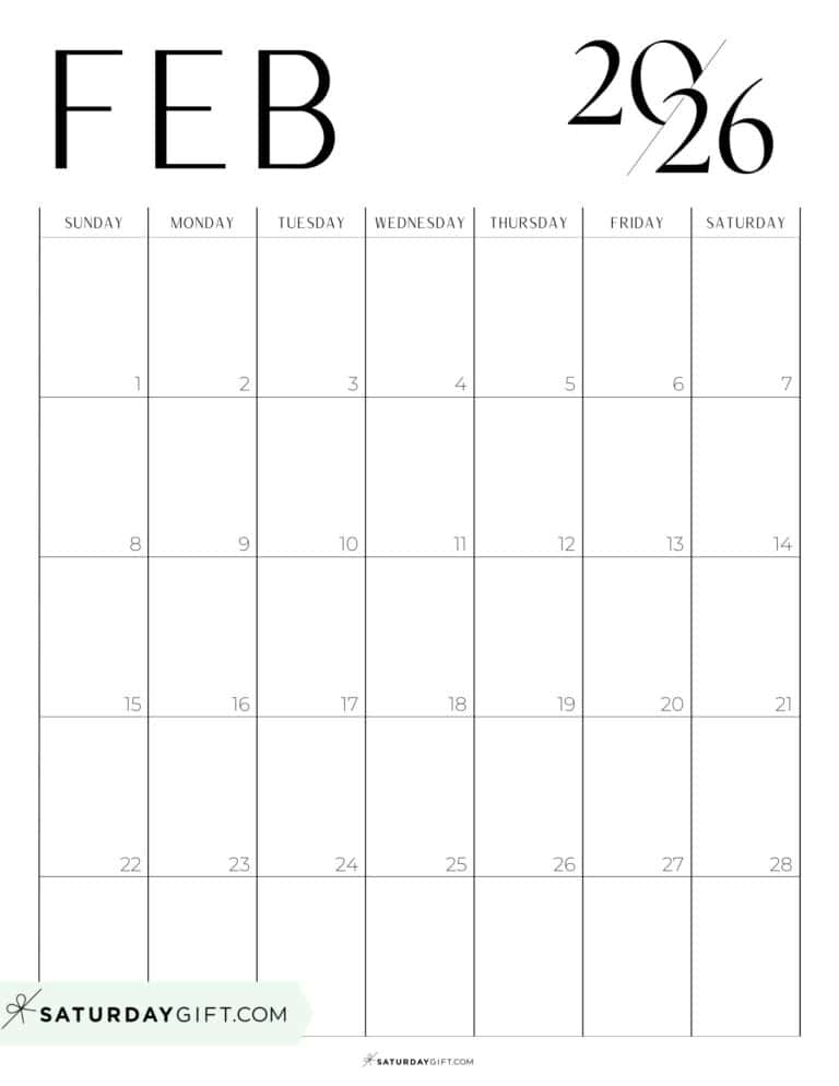 Chic Calendar 2026 Stylish Black and White PDFs