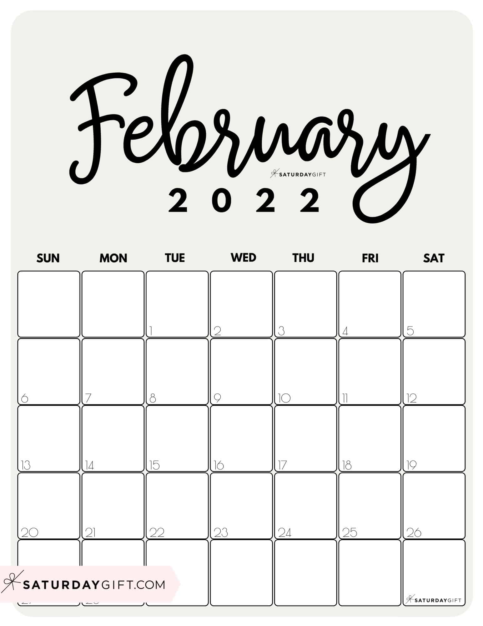 cute free printable february 2022 calendar saturdaygift
