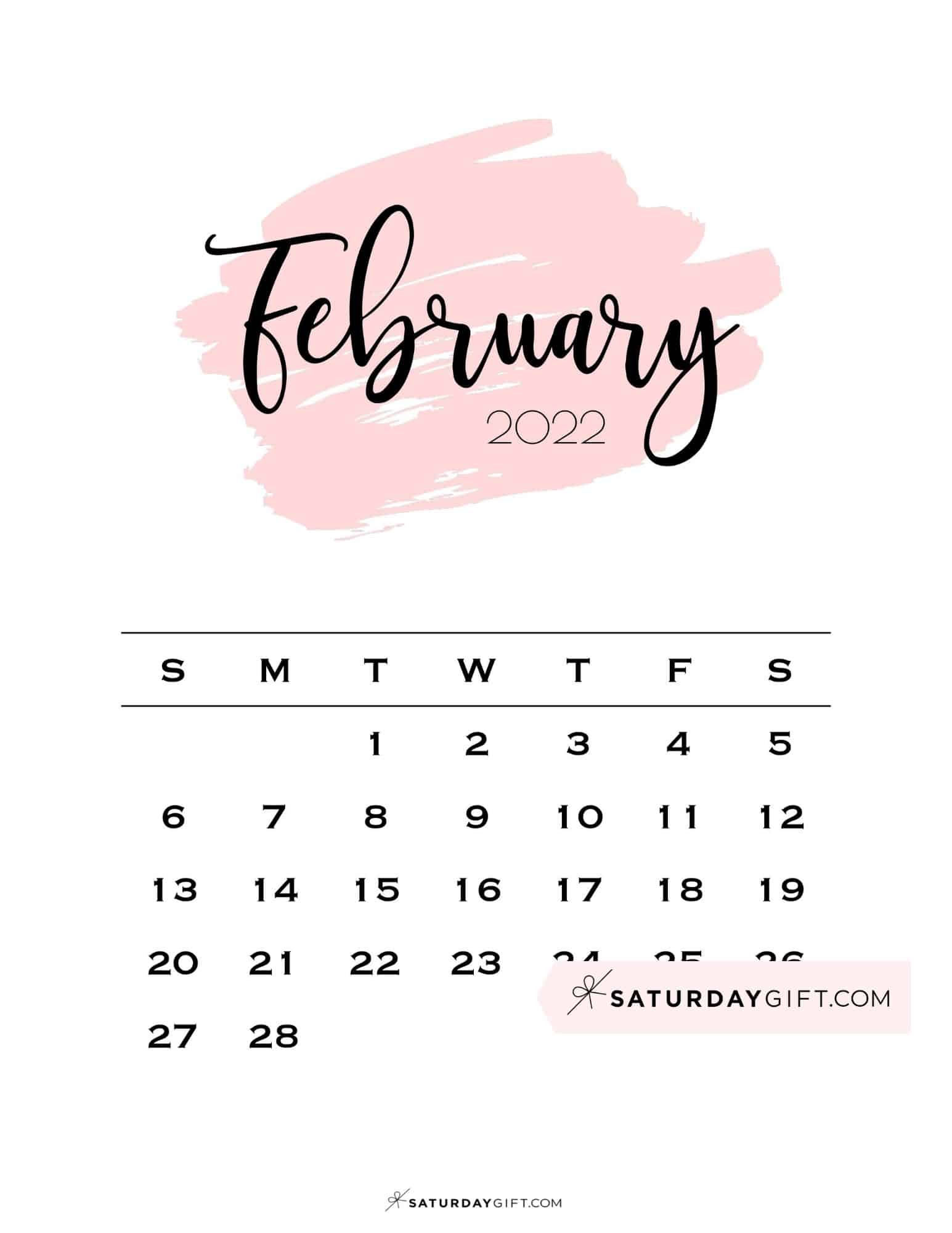 cute free printable february 2022 calendar saturdaygift