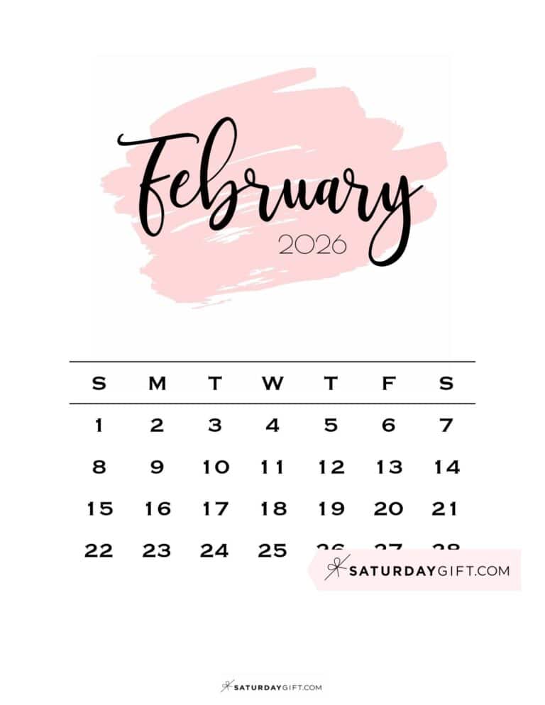 Printable Pink Calendars 2026 Perfect for Home Office SaturdayGift
