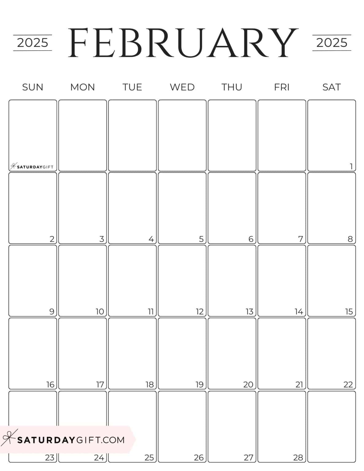 Simple Calendar Template 2025 - Free Printable Vertical Calendar