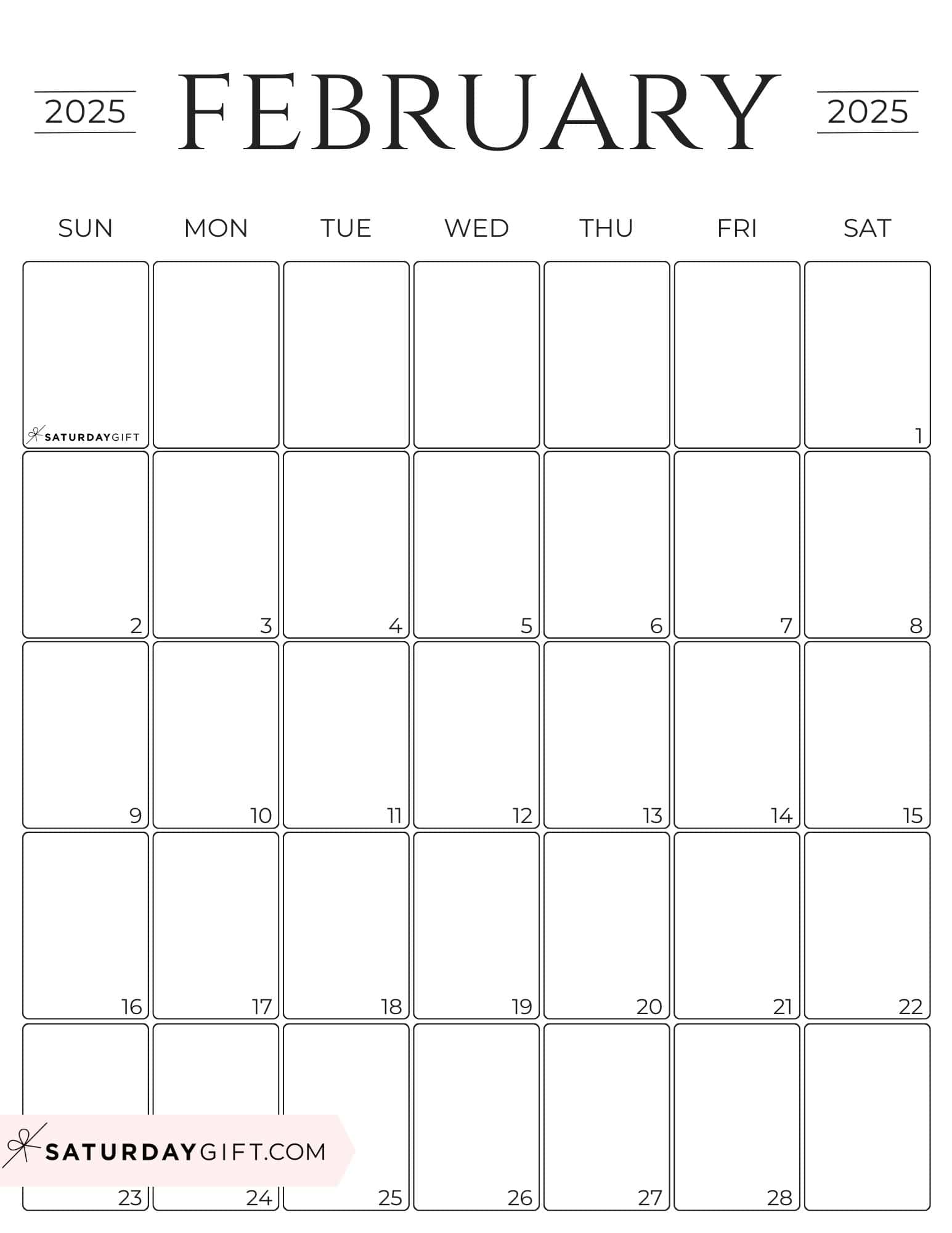Simple Calendar Template 2025 - Free Printable Vertical Calendar