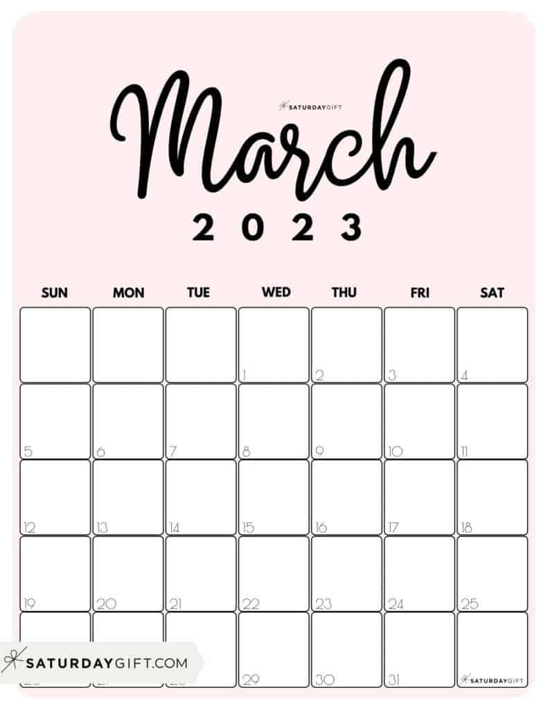 March 2023 Calendar - 9 Cute & FREE Printables | SaturdayGift March 2023 Calendar - 9 Cute & FREE Printables | SaturdayGift