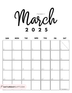 March 2025 Calendar - 20 Cute &amp; FREE Printables | SaturdayGift