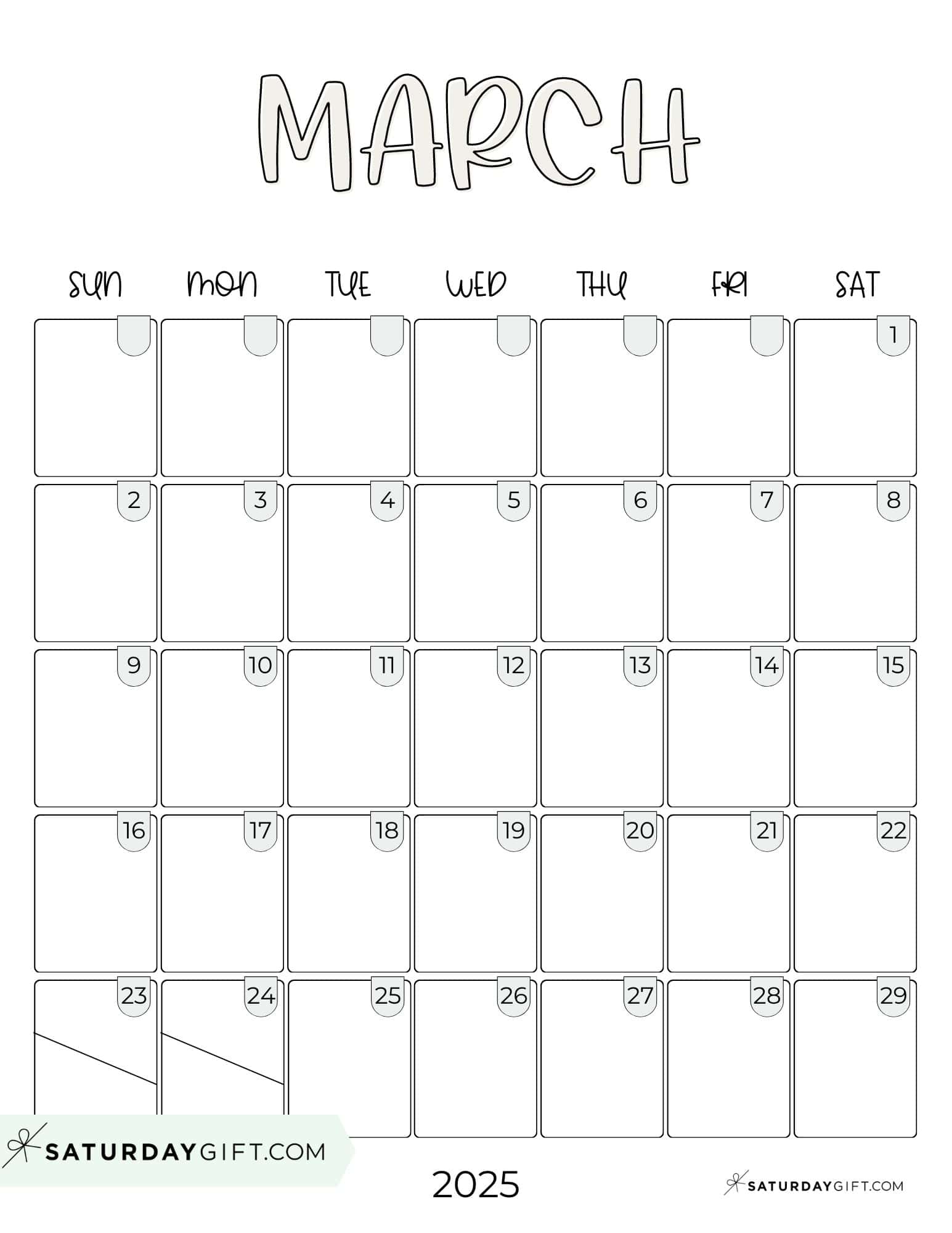 Cute Calendar Template 2025 - Free Aesthetic Printables