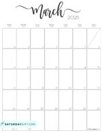 Aesthetic Printable Vertical Calendar 2025 by Saturday Gift