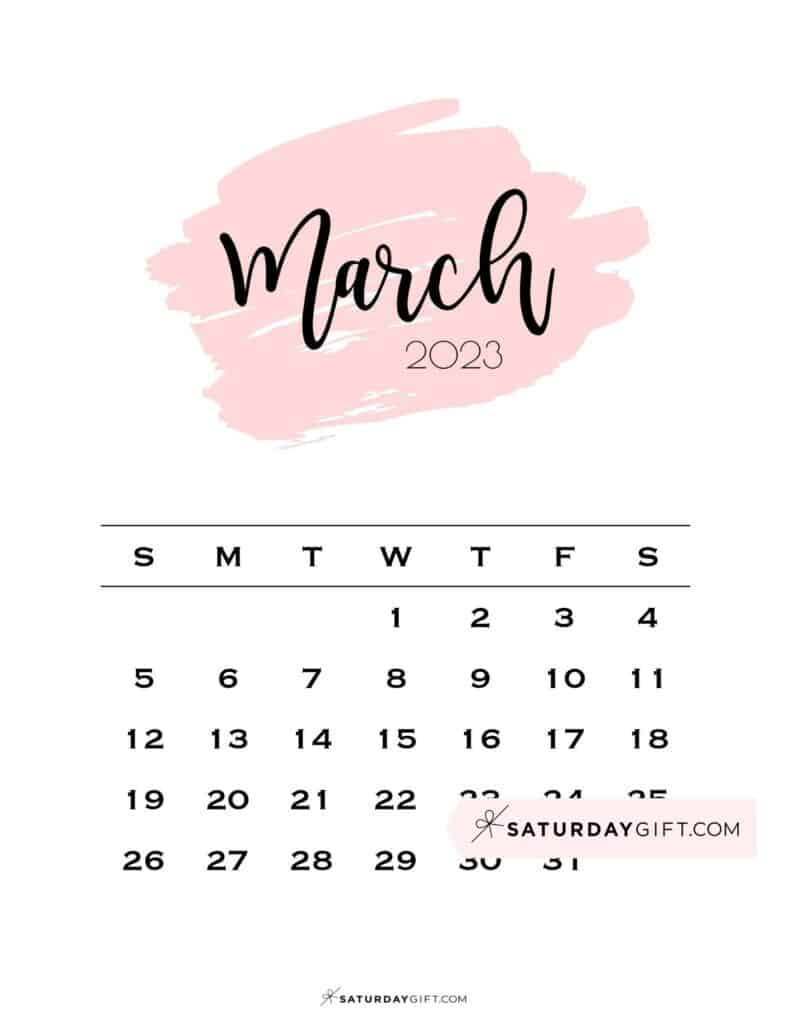 March 2023 Calendar - 9 Cute & FREE Printables | SaturdayGift