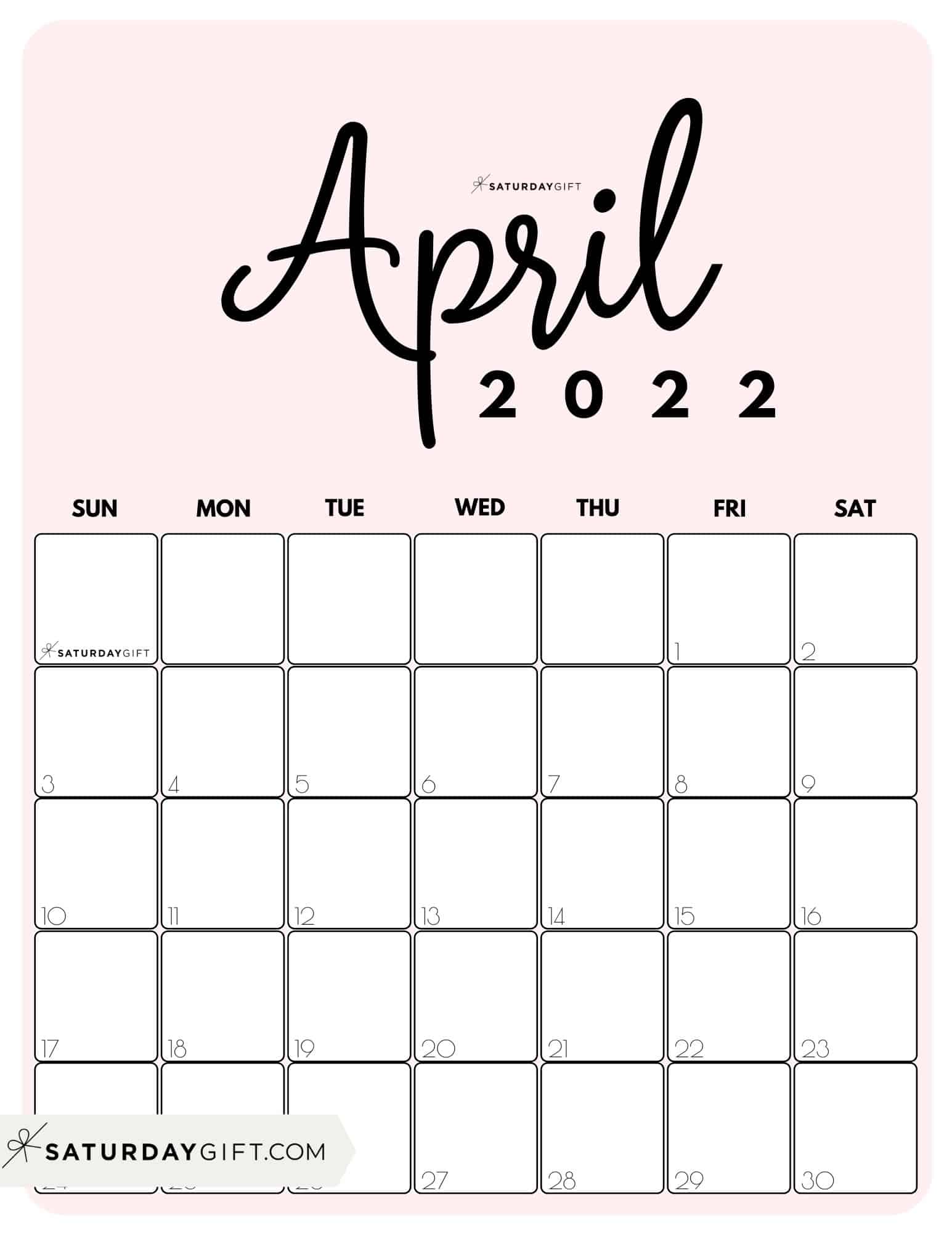 April Calendar Cute Free Printable April 2022 Calendar Designs