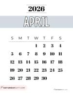 Grey Calanders Grey Calendar Template 2026 - Free Printable