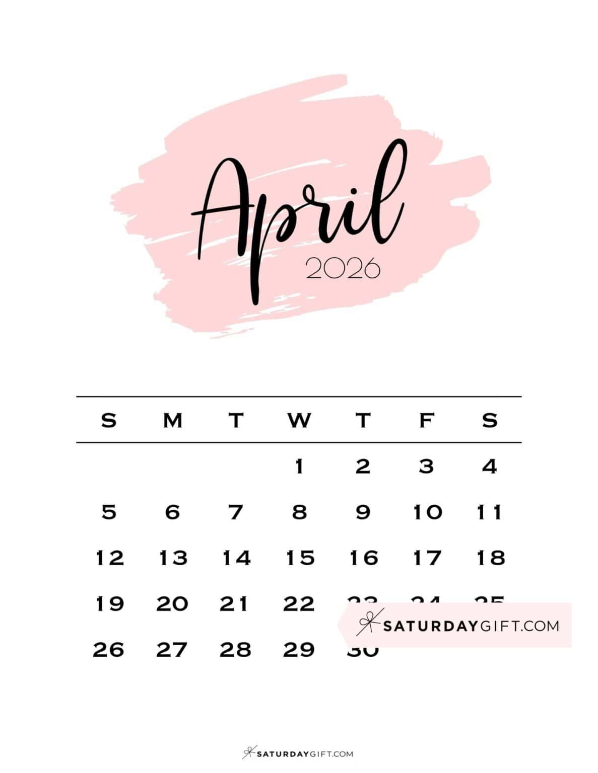 April 2026 Calendars 21 Cute Free Printable PDFs by SaturdayGift