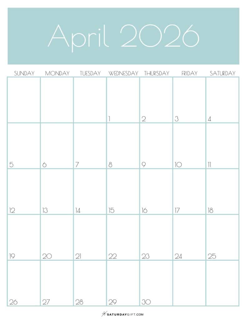 04 Green Monthly Goals April 2026 Calendar Vertical Sunday-start