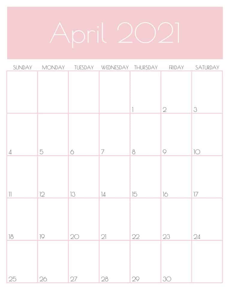 Cute (& Free!) Printable April 2021 Calendar SaturdayGift