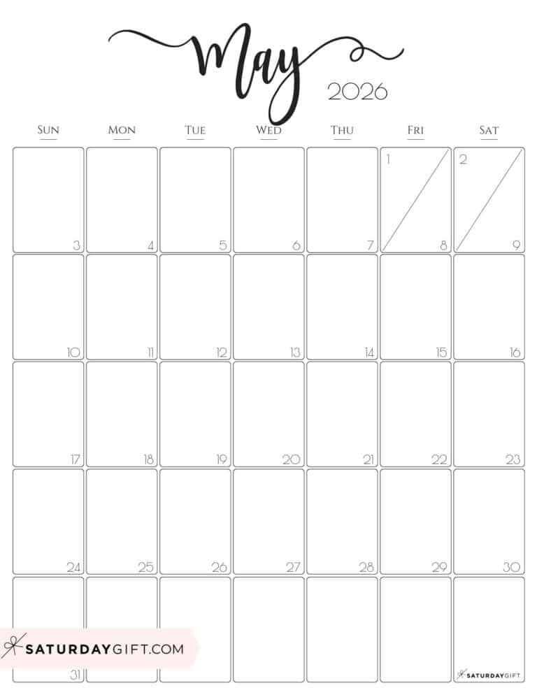 May 2026 Calendar - 23 Cute & Free Printables
