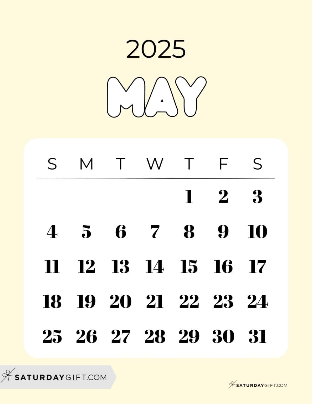 May 2025 Calendar - 23 Cute & FREE Printables