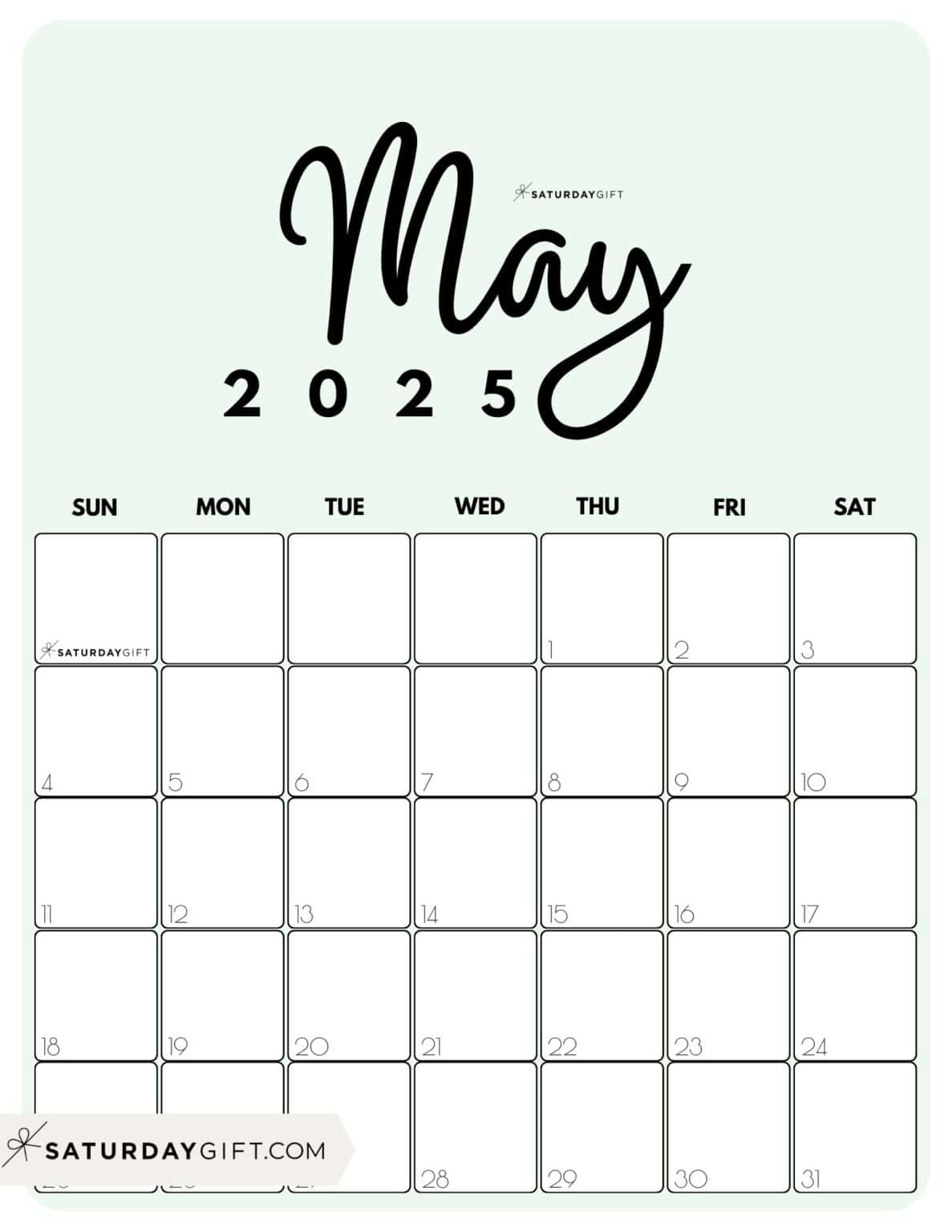 May 2025 Calendar - 23 Cute & FREE Printables