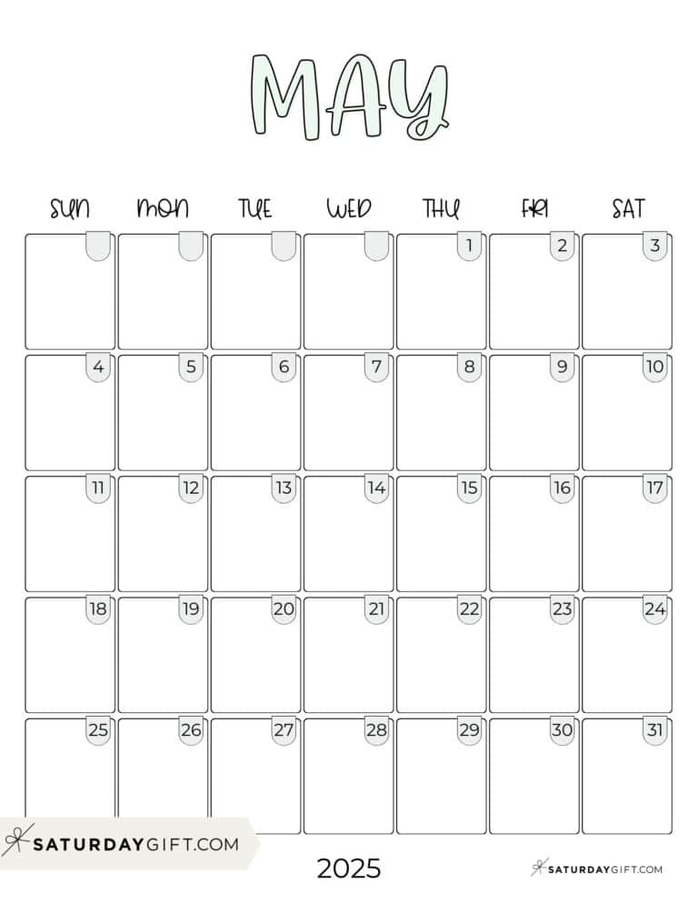 May 2025 Calendar - 23 Cute & FREE Printables