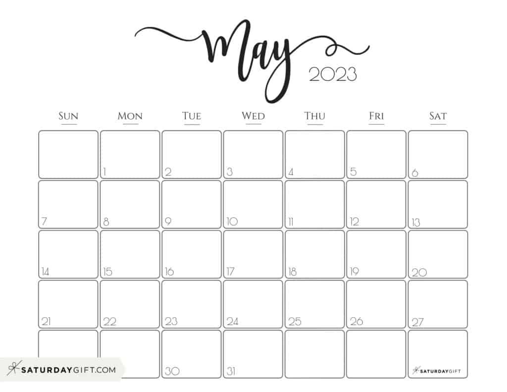 May 2023 Calendar - 9 Cute & FREE Printables | SaturdayGift May 2023 Calendar - 9 Cute & FREE Printables | SaturdayGift