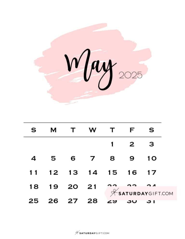 Pink Calendar 2025 - Cute &amp; Free Printables | SaturdayGift