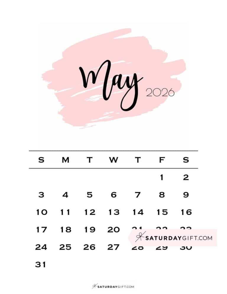 Printable Pink Calendars 2026 Perfect for Home Office SaturdayGift