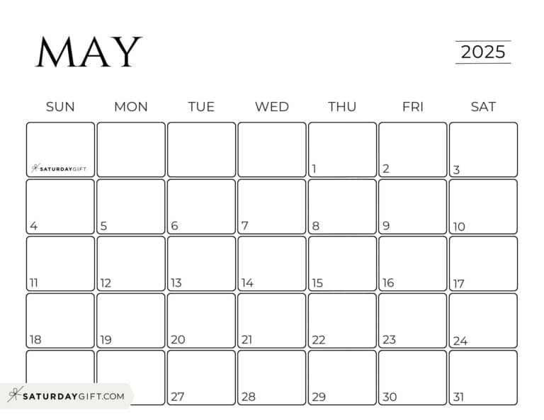 May 2025 Calendar - 23 Cute & FREE Printables