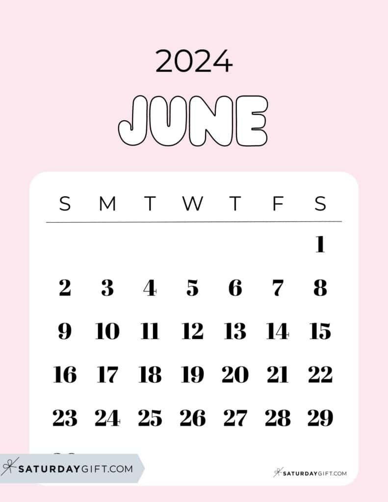 June 2024 Calendar - 20 Cute & FREE Printables | SaturdayGift June 2024 Calendar - 20 Cute & FREE Printables | SaturdayGift