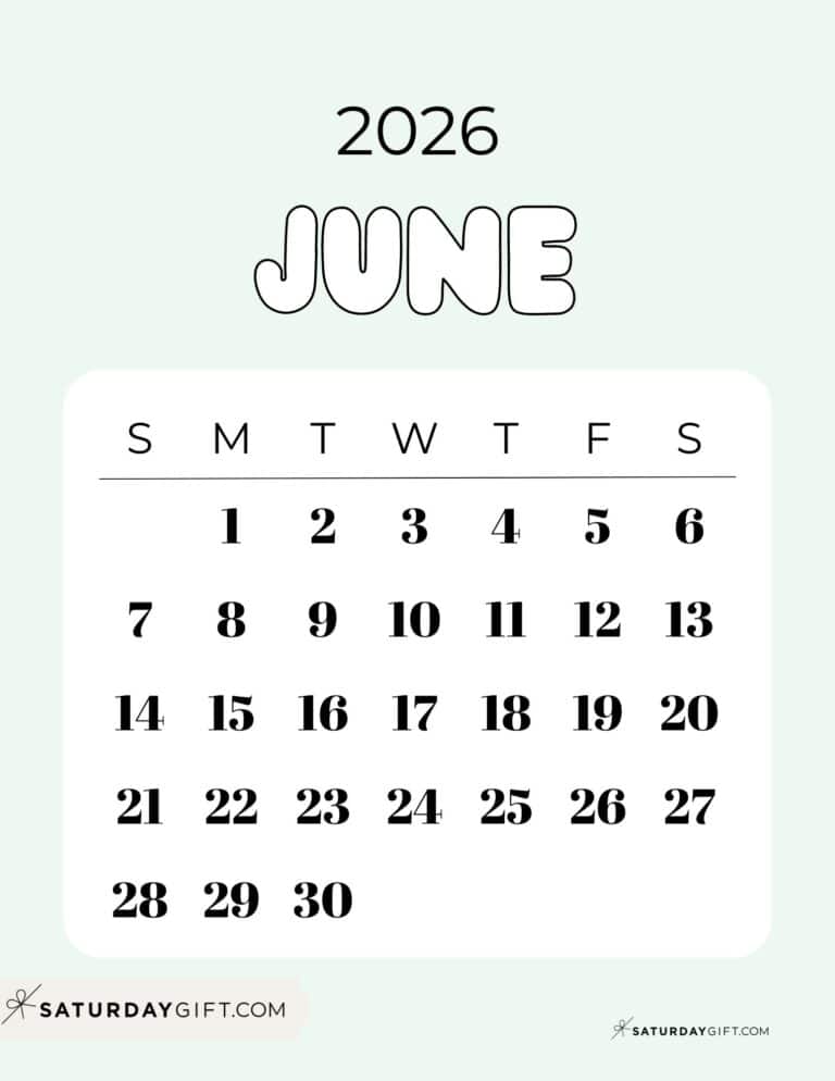 June 2026 Calendars - 21 Cute & FREE Printables