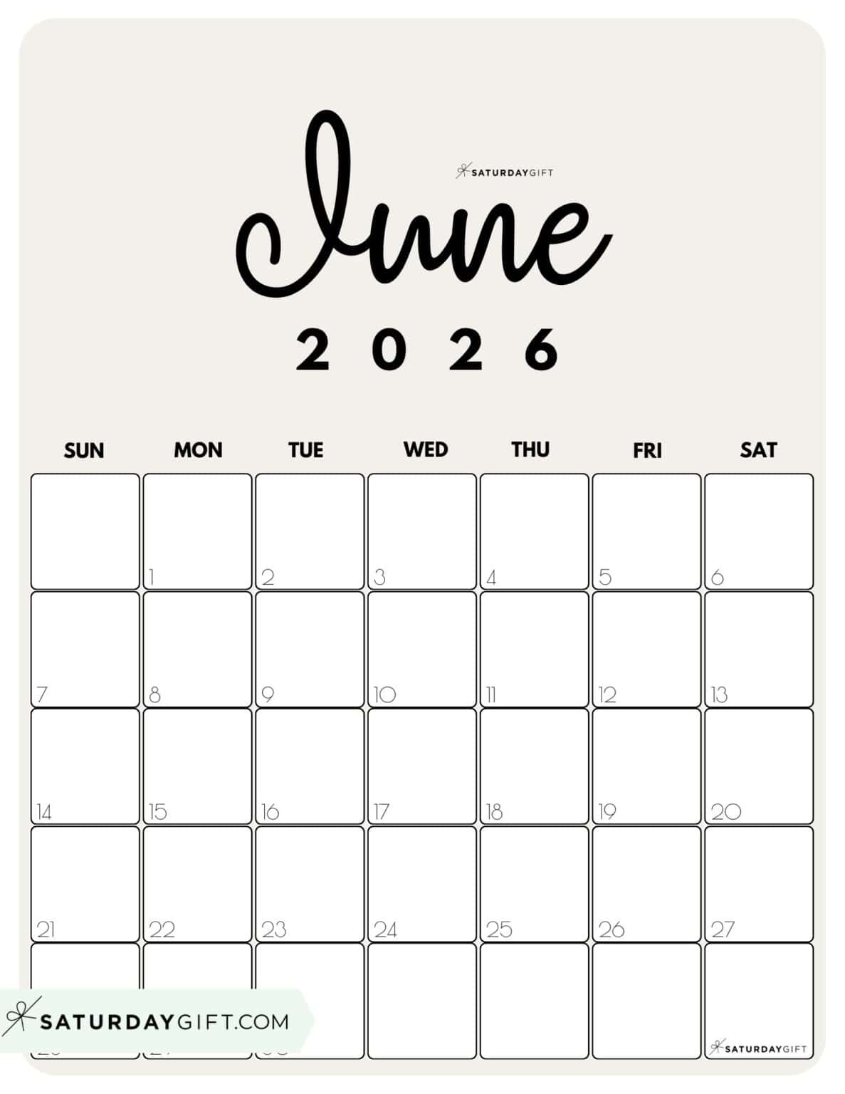 June 2026 Calendars - 23 Cute Free Printable PDFs