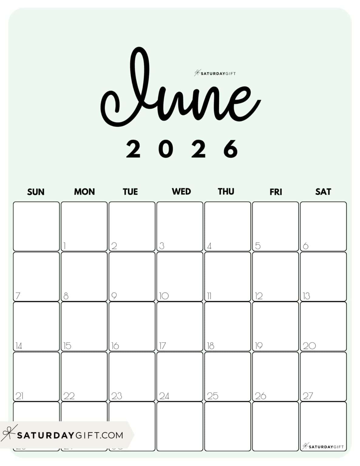 June 2026 Calendars 21 Cute & FREE Printables