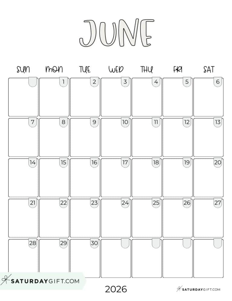 June 2026 Calendars - 21 Cute & FREE Printables