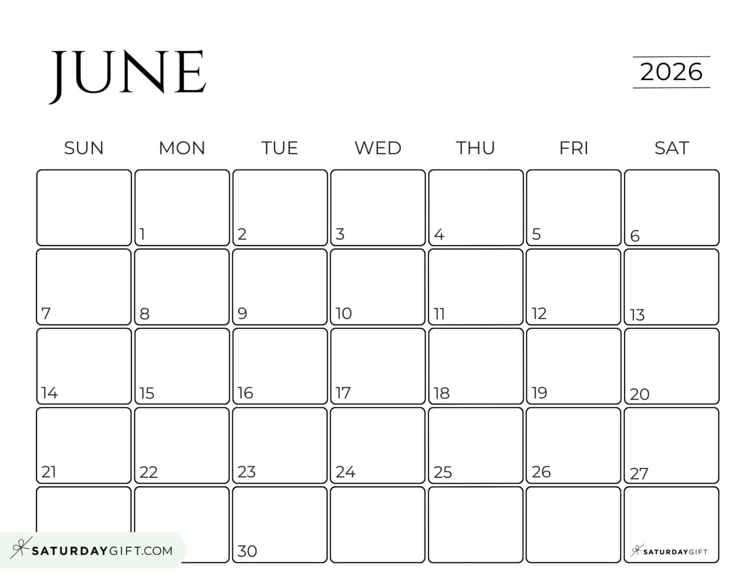 June 2026 Calendars 21 Cute & FREE Printables June 2026 Calendars 21 Cute & FREE Printables