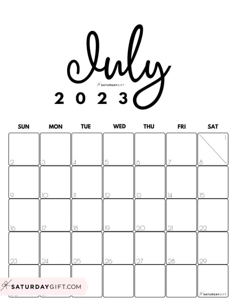 July 2023 Calendar - Cute & FREE Printables