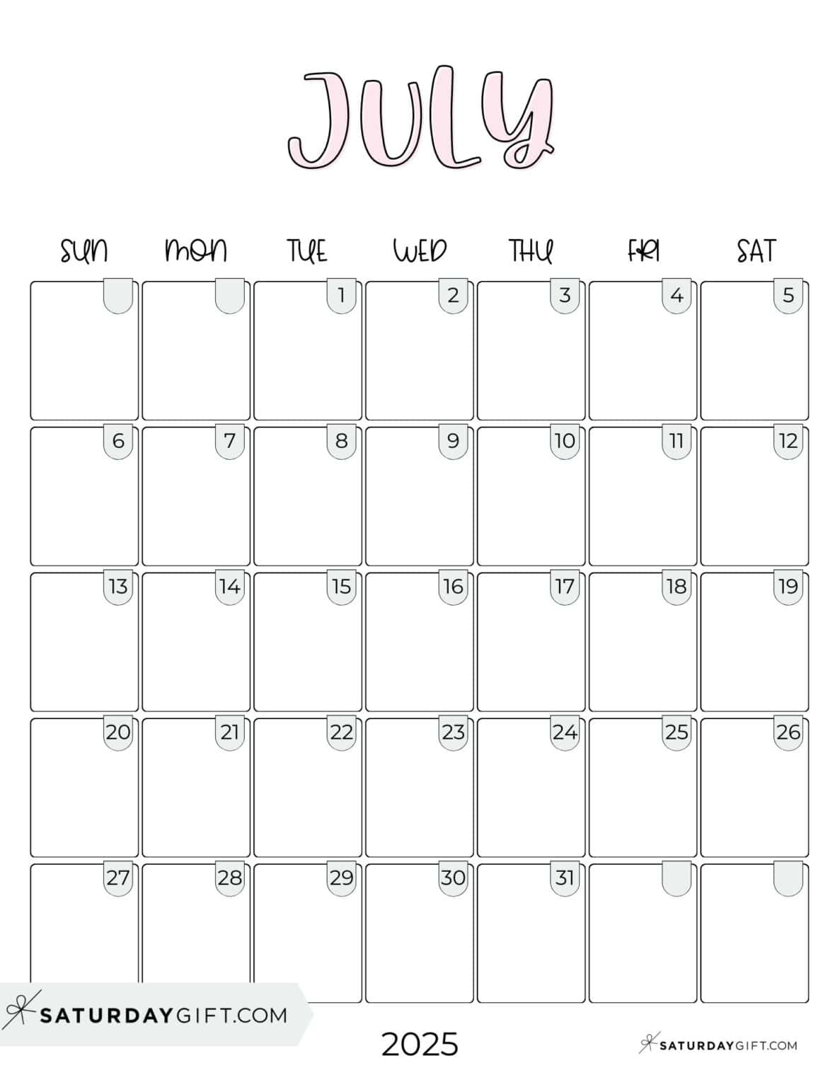 Cute Calendar Template 2025 - Free Aesthetic Printables