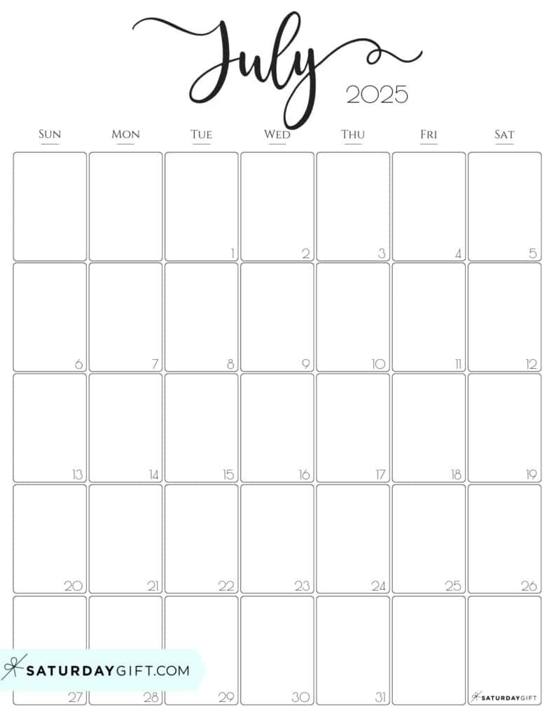 Aesthetic Printable Vertical Calendar 2025 by Saturday Gift