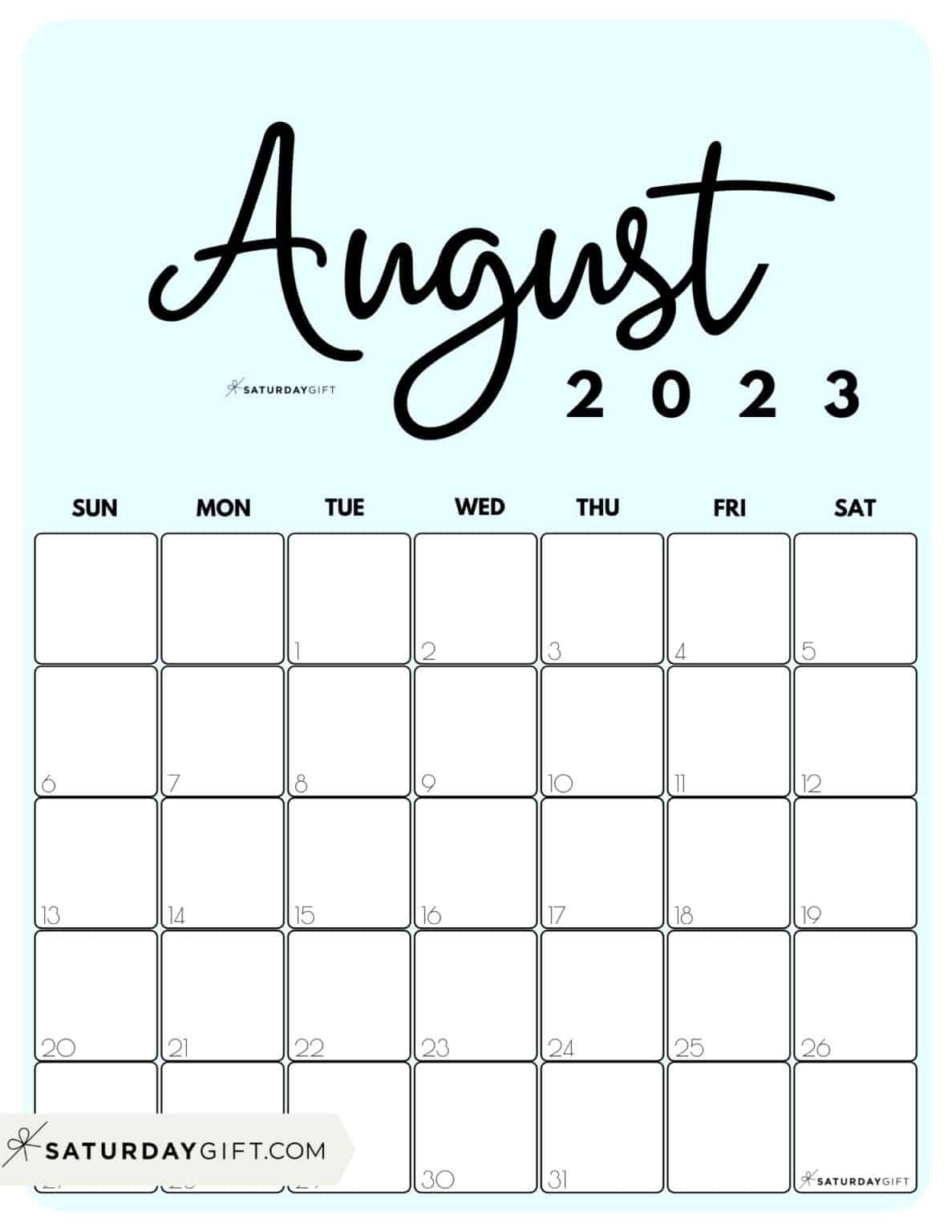August 2023 Calendar Printable Free Pdf Cute PELAJARAN