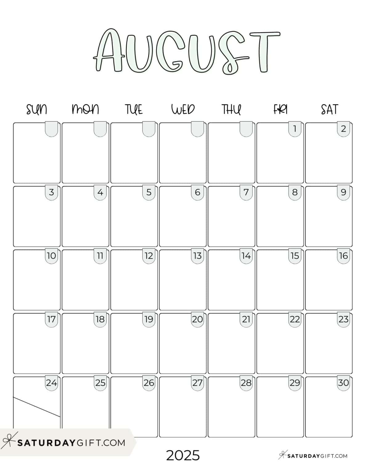 Cute Calendar Template 2025 - Free Aesthetic Printables