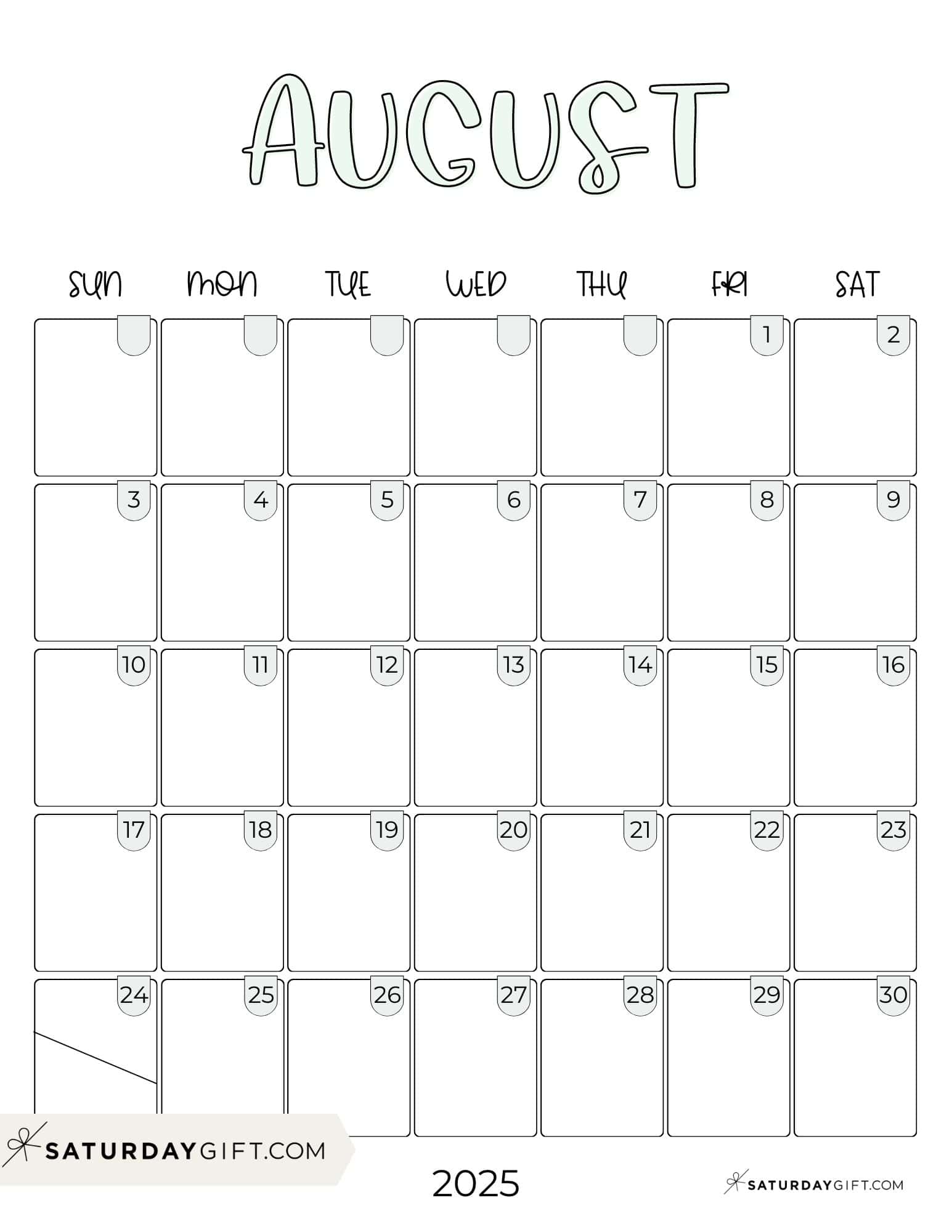 Cute Calendar Template 2025 Free Aesthetic Printables