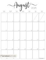 Aesthetic Printable Vertical Calendar 2025 by Saturday Gift
