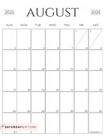 August 2025 Calendars - 23 Cute Free Printable PDFs | SaturdayGift