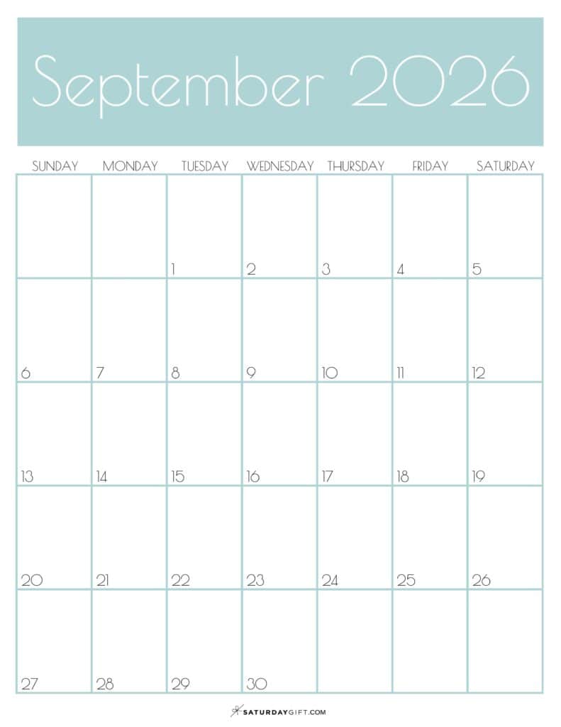 09 Green Monthly Goals September 2026 Calendar Vertical Sunday-start