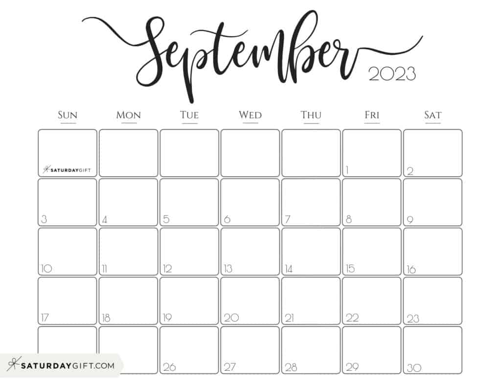 September 2023 Calendar - 9 Cute & FREE Printables | SaturdayGift September 2023 Calendar - 9 Cute & FREE Printables | SaturdayGift