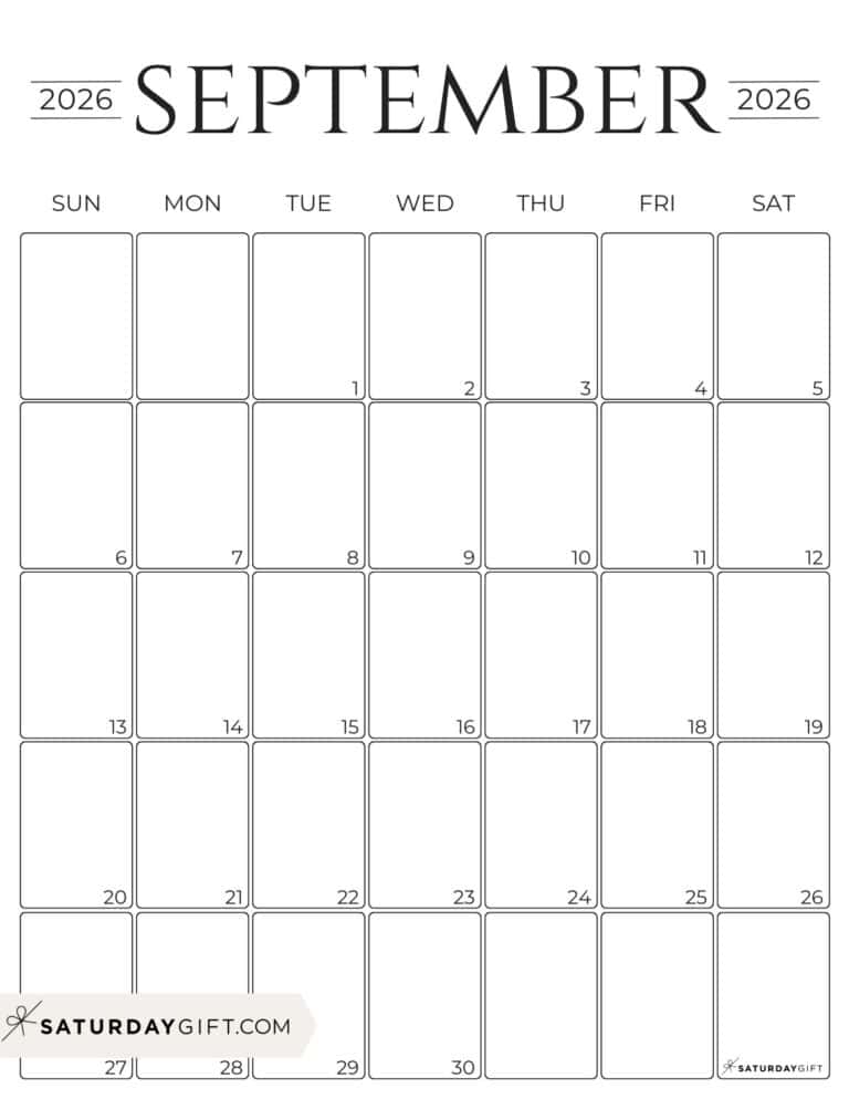 Simple Calendar 2026 Free Printable Vertical Calendars
