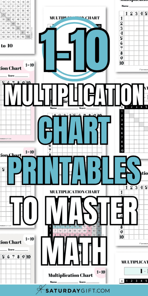 1-10 Multiplication Chart Printables to Master Math | SaturdayGift