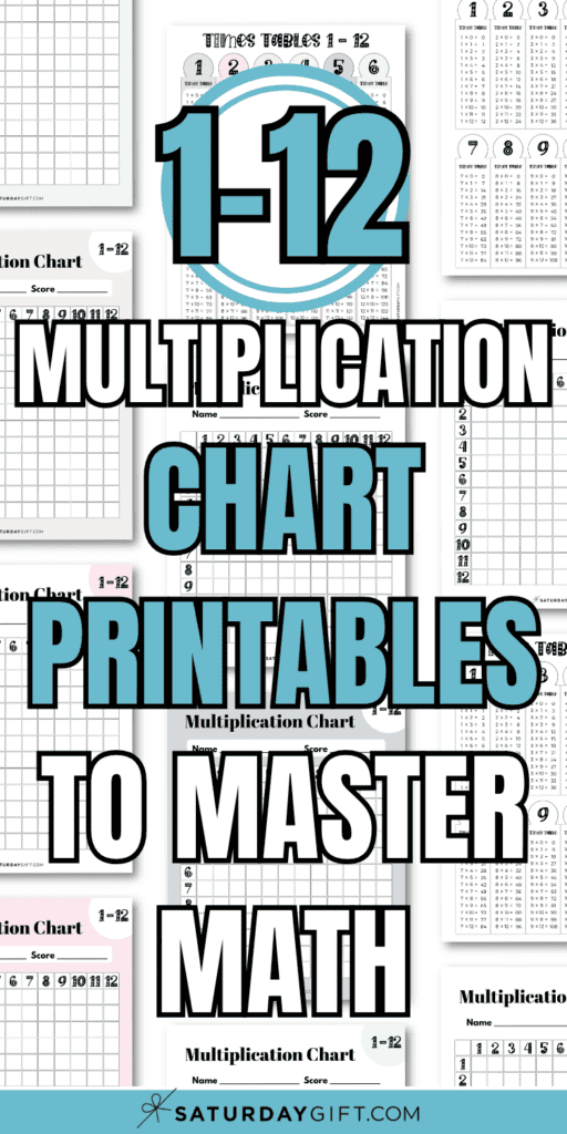 1-12 Multiplication Chart Printables to Master Math | SaturdayGift