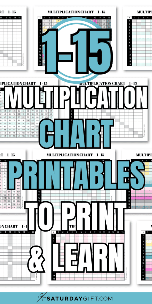 1-15 Multiplication Chart Printables to Print & Learn | SaturdayGift